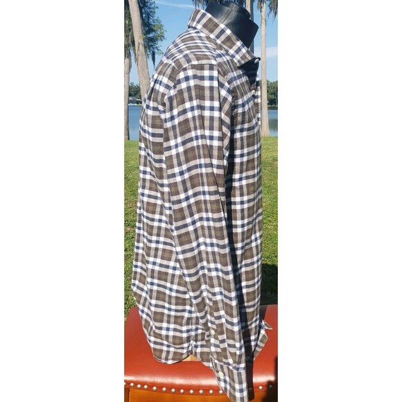 Daniel Cremieux Slim Fit Mens Sz L Long Sleeve Button Up Plaid Shirt Brown Blue - Picture 7 of 13